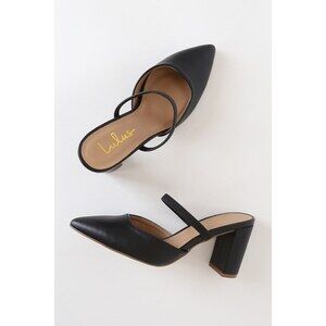 Lulus Maryna Black Pointed-toe Mules - Size 6.5